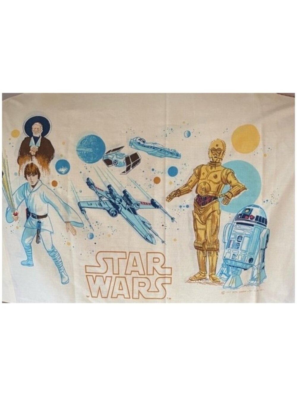 Vintage 1977 Star Wars Pillowcase Set of 2 Bibb Luke Skywalker R2-D2 C-3PO